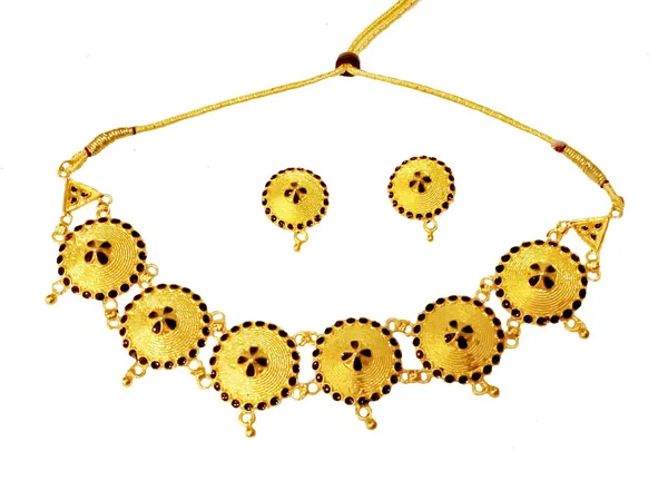 Assamese_Traditional_Gold_Plated_Black_Colour_Golpata_Necklace_Set_For_Women